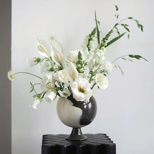 DecorBites™ Irregular Grain Spherical Ceramic Vase for Home Decoration and Floral Arrangements