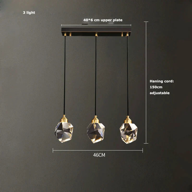 DecorBites™ Black Gold Crystal Chandelier LED Light for Luxury Home Decor