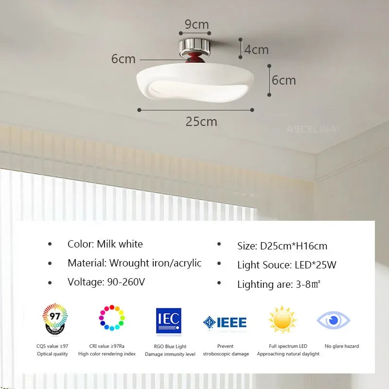 DecorBites™ Cream LED Ceiling Light for Minimalist Home Decor
