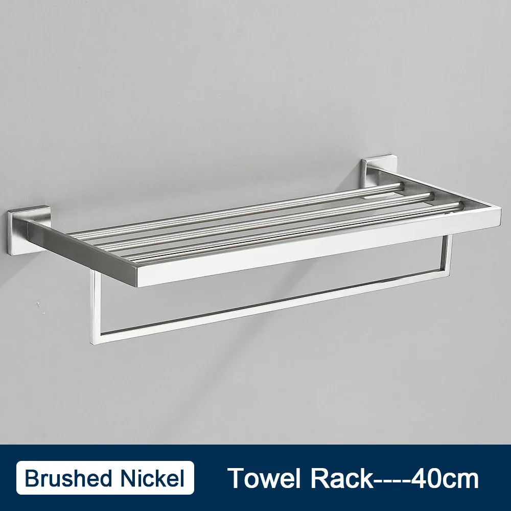 Toallero DecorBites™ negro de 40 cm, acero inoxidable SUS304, moderno, dorado, para montaje en pared