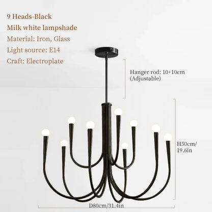 DecorBites™ French Style Black Pendant Light Chandelier - Luxury LED Ceiling Lamp