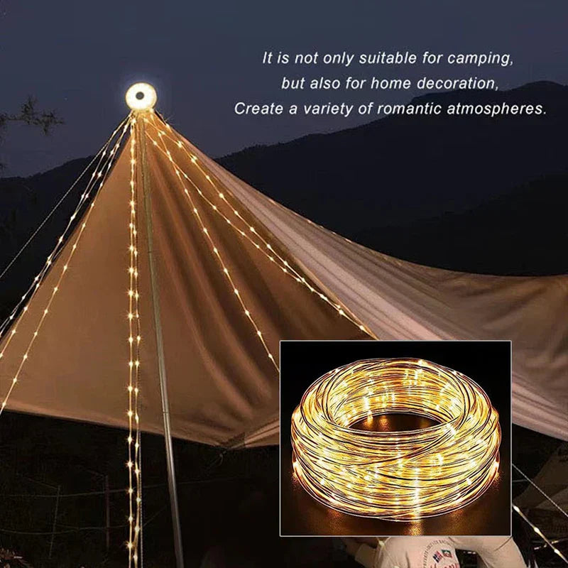 Tira de luz LED para camping DecorBites™ de 8 m de longitud, impermeable, para decoración de jardín y exteriores.