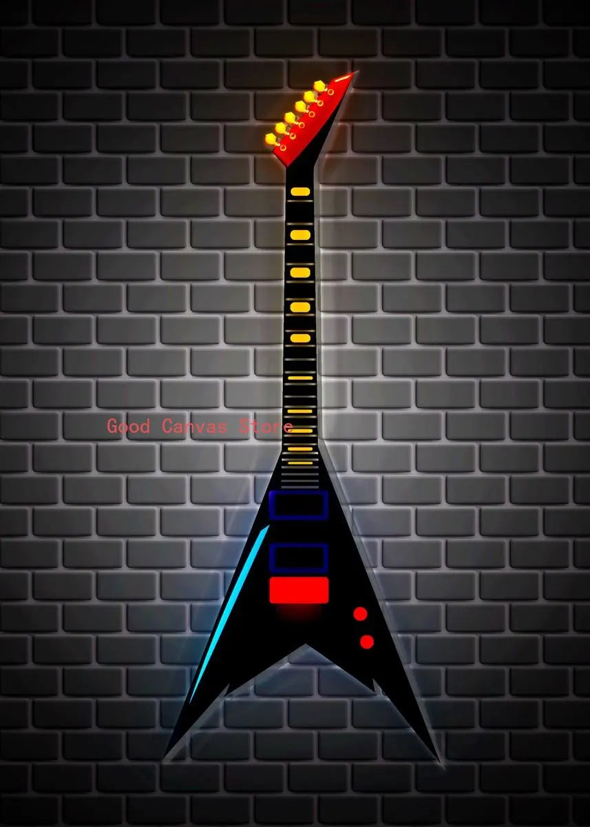 Lienzo impreso con guitarra eléctrica abstracta - Arte mural musical de DecorBites™