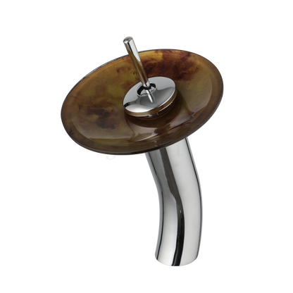 DecorBites™ Glass Rocker Handle Basin Faucet, Waterfall Mixer Taps, Chrome Finish