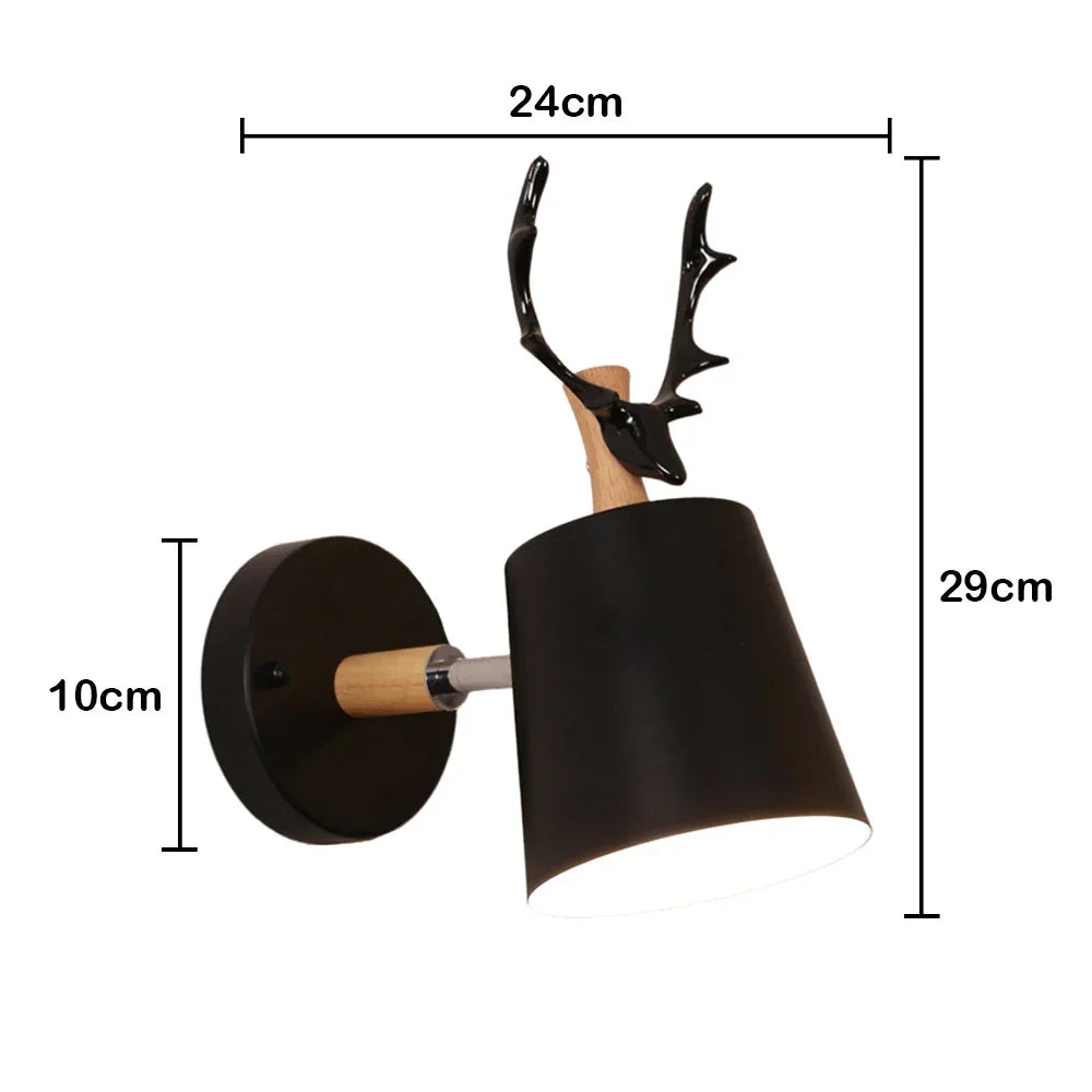 ديكوربايتس™ مصباح حائط خشبي أسود حديث E27 LED لغرفة المعيشة