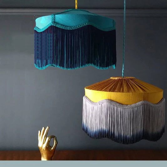 DecorBites™ BeauVamp Tassel Pendant Light: French Vintage Boho Lampshade for Living Room, Bedroom, Dining Room