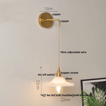 DecorBites™ Glass Clear LED Wall Light Fixture, Modern Copper Wall Lamp