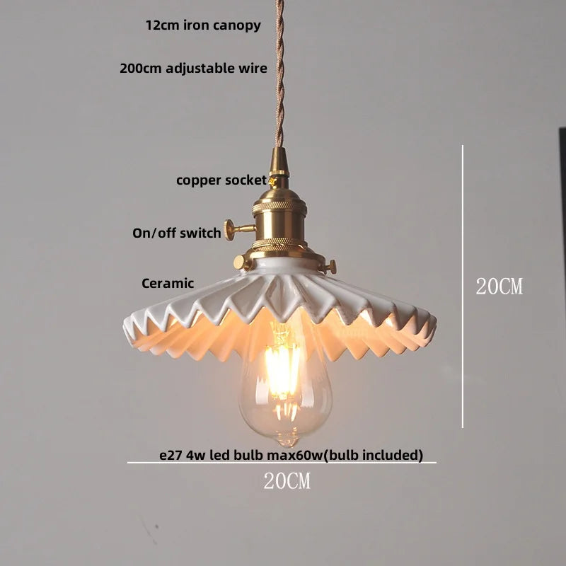 DecorBites™ Ceramic Copper Pendant Light Bar Coffee Kitchen E27 Knob Switch LED Fixture
