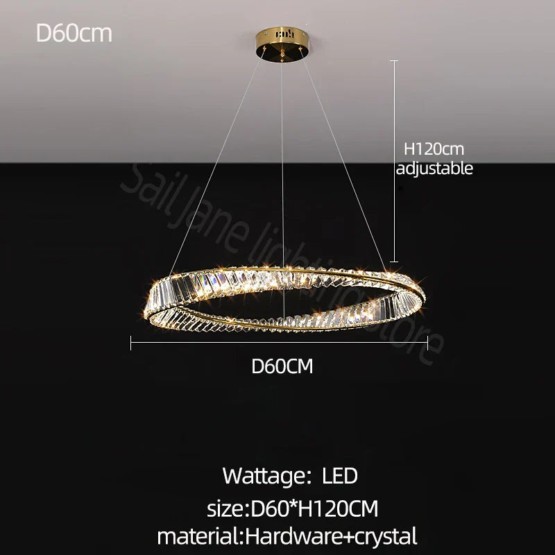 DecorBites™ Crystal Chandelier: Modern Circular LED Lighting for Luxurious Living Room, Bedroom, Dining Room