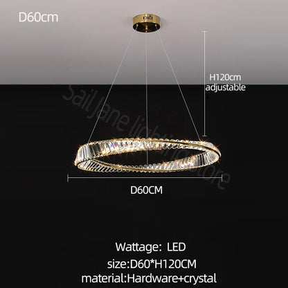 DecorBites™ Crystal Chandelier: Modern Circular LED Lighting for Luxurious Living Room, Bedroom, Dining Room