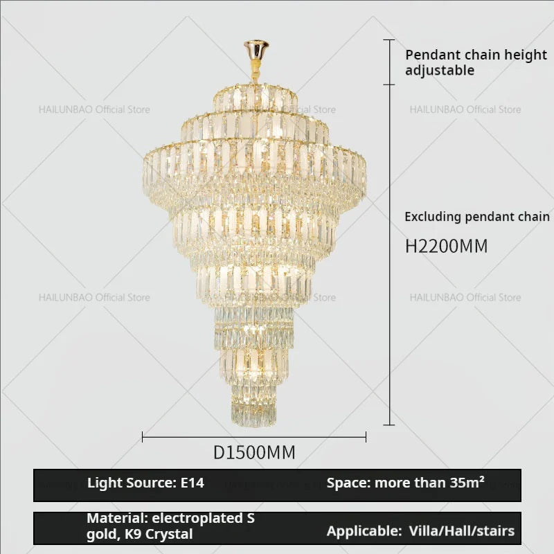 DecorBites™ Crystal Hollow Chandelier: Elegant Lighting for European Villa, Hotel Lobby, and Living Room
