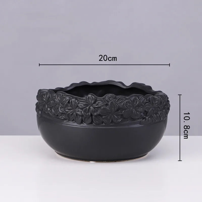 DecorBites™ Golden Edge Succulent Flower Pot Vase - Indoor Ceramic Planter Pot