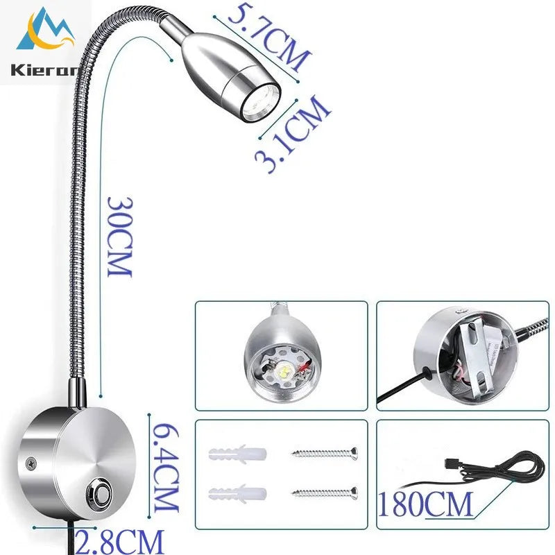 DecorBites™ LED Snake Wall Lamps for Bedroom Study USB Reading Lights