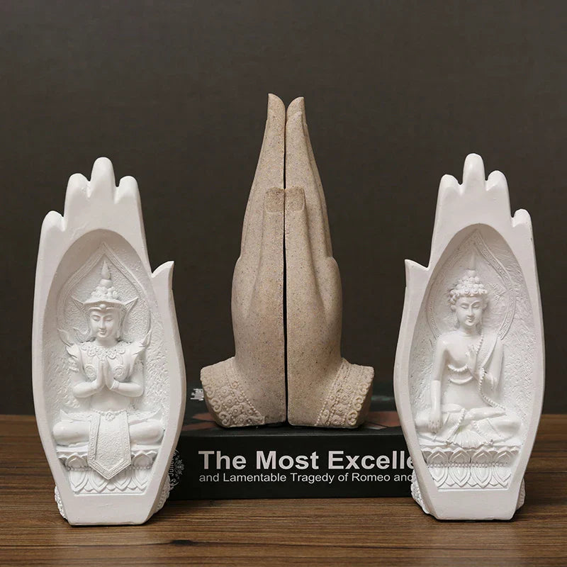 DecorBites™ Buddha Hands Sculptures Monk Figurine Tathagata Yoga Home Decoration Ornament