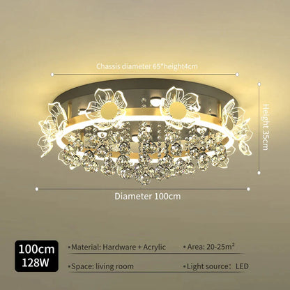 DecorBites™ Elegant Butterfly Flower Crystal Ceiling Lamp for Romantic Home Decor