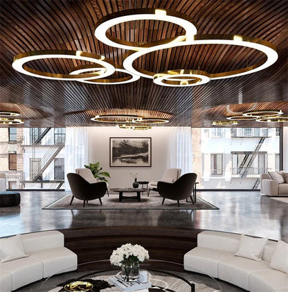 DecorBites™ Circular Gold Ring LED Pendant Light for Dining Room and Living Room