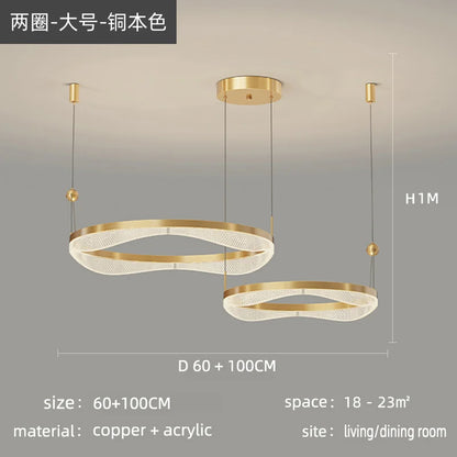 DecorBites™ LED Ring Pendant Chandelier for Living Room Bedroom and Dining Room