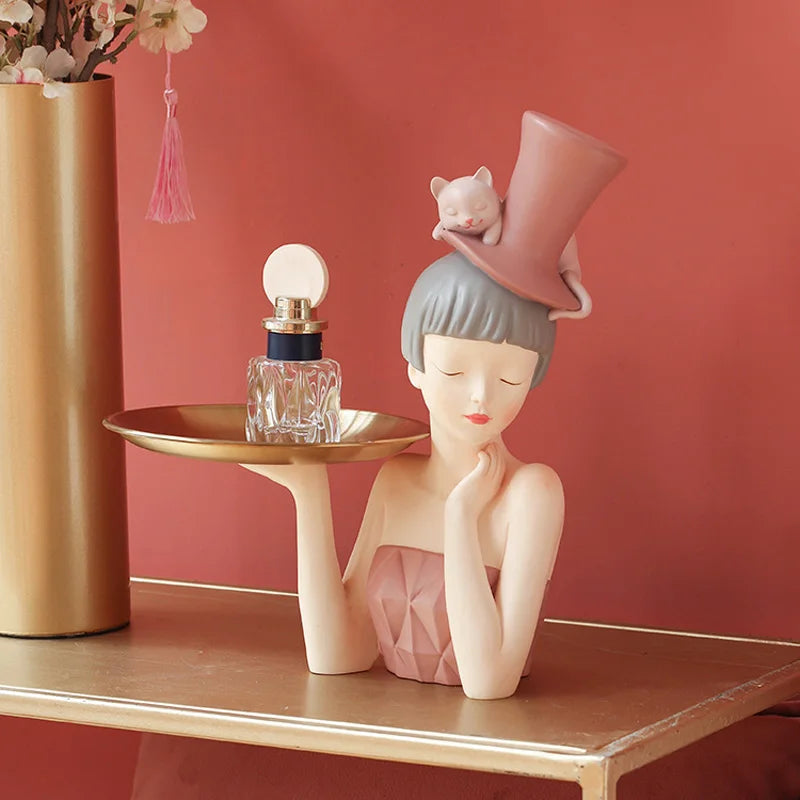 DecorBites™ Elegant Woman Bust Sculpture Tray | Modern Home Decor Living Room Decorations