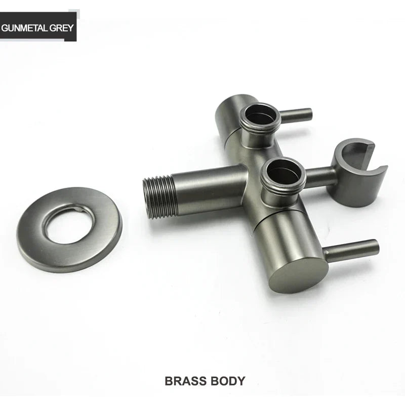 DecorBites™ Brass Bidet Shower Head with Double Outlet Angle Valve