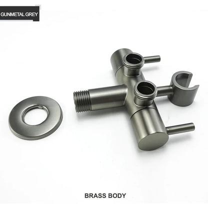 DecorBites™ Brass Bidet Shower Head with Double Outlet Angle Valve