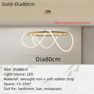 DecorBites™ Circle Note Linear Light: Modern Minimalist Nordic Pendant Lamp for Bedroom, Living Room