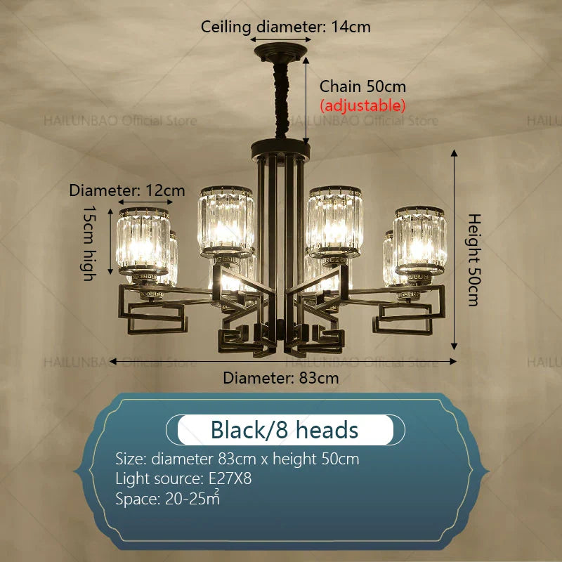 DecorBites™ Crystal Chandelier: Modern Luxury Main Light for Livingroom, Hall, and Restaurant