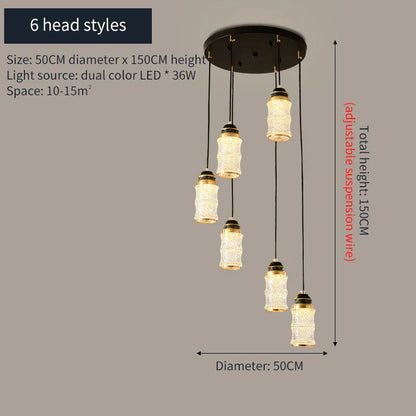 DecorBites™ Chinese Style Spiral Staircase Chandelier for Villa & Restaurant, LED Lamps