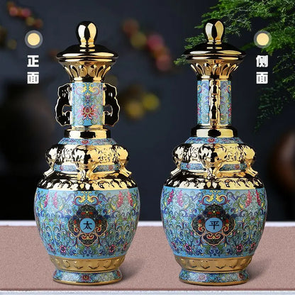 DecorBites™ Jingdezhen Ceramic Wine Bottle 5kg High-Grade Sealed Set White Wine Jar