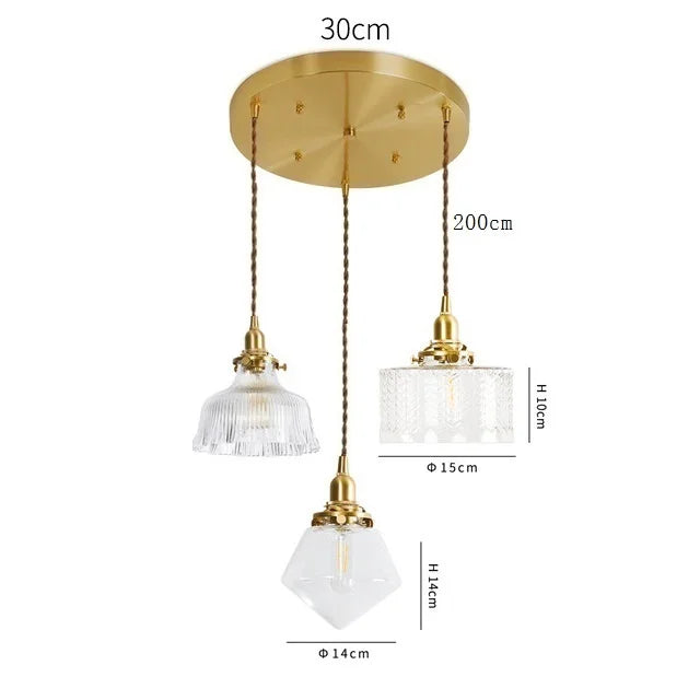 DecorBites™ Clear Glass LED Pendant Light: Modern Copper Hanging Lamp for Home Indoor Decor