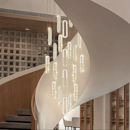 DecorBites™ Gold Crystal LED Chandelier: Modern Luxury Long Pendant Light for Living Room