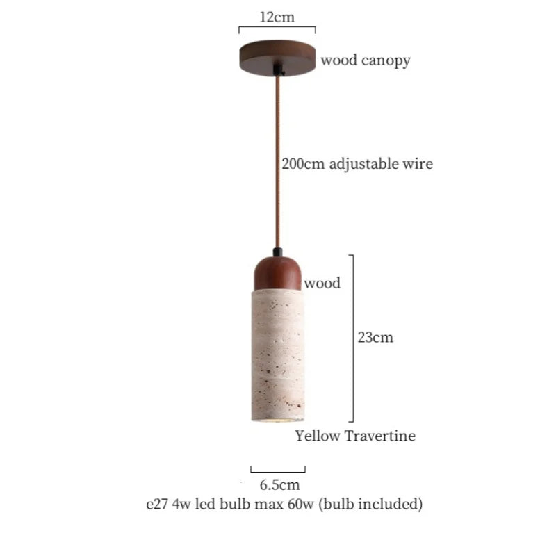 Copper Vintage Pendant Light Travertine Stone