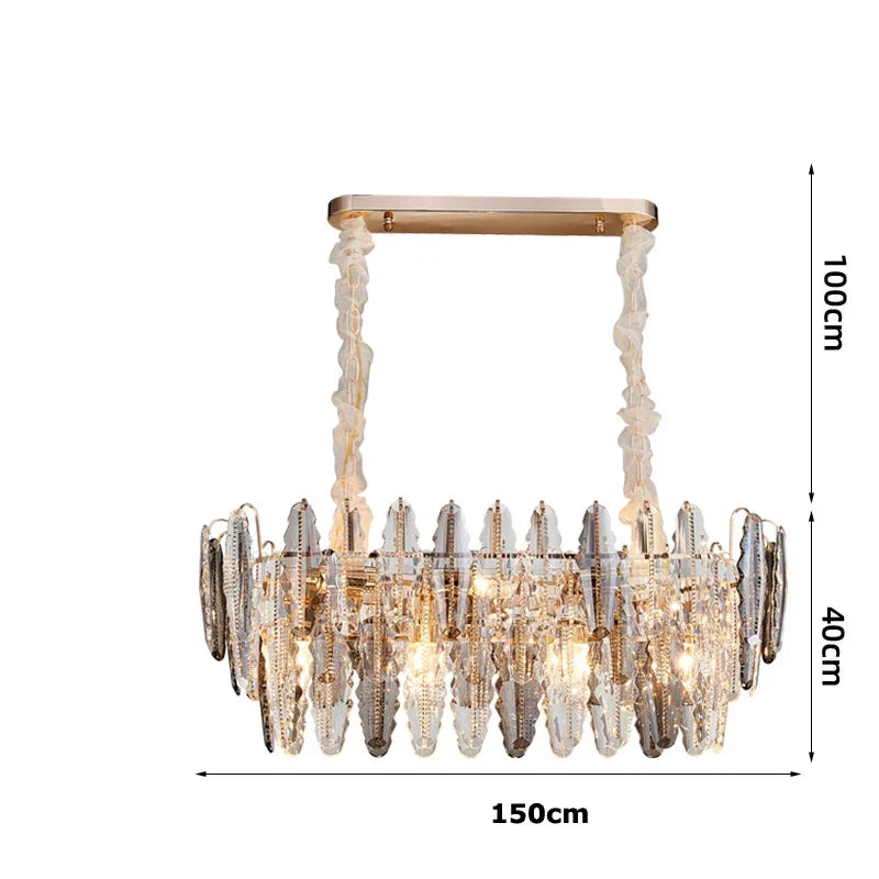 Decorbites™ Lámpara de Araña LED de Cristal Dorado para Mesa de Comedor