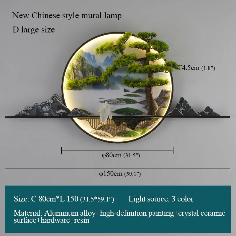 DecorBites™ Chinese Landscape LED Wall Lamp for Home Living Bedroom Study