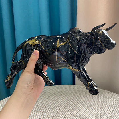 DecorBites™ Bull Statue Feng Shui Luxury Resin Sculpture Home Decor Miniature Art Objects