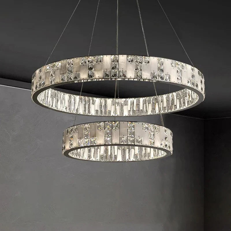 DecorBites™ Crystal Lustre Circle Chandelier LED Lights - Modern Luxury Minimalism décor