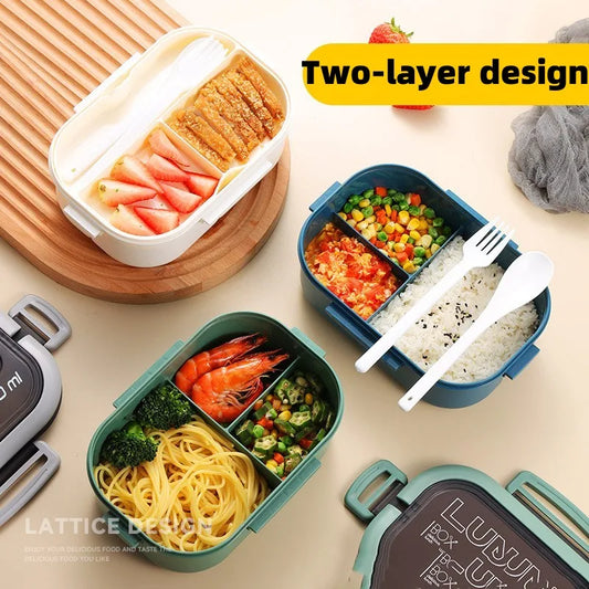 DecorBites™ Kids 2-Layer Bento Lunch Box, Microwaveable Food Container for School & Outdoor Activities