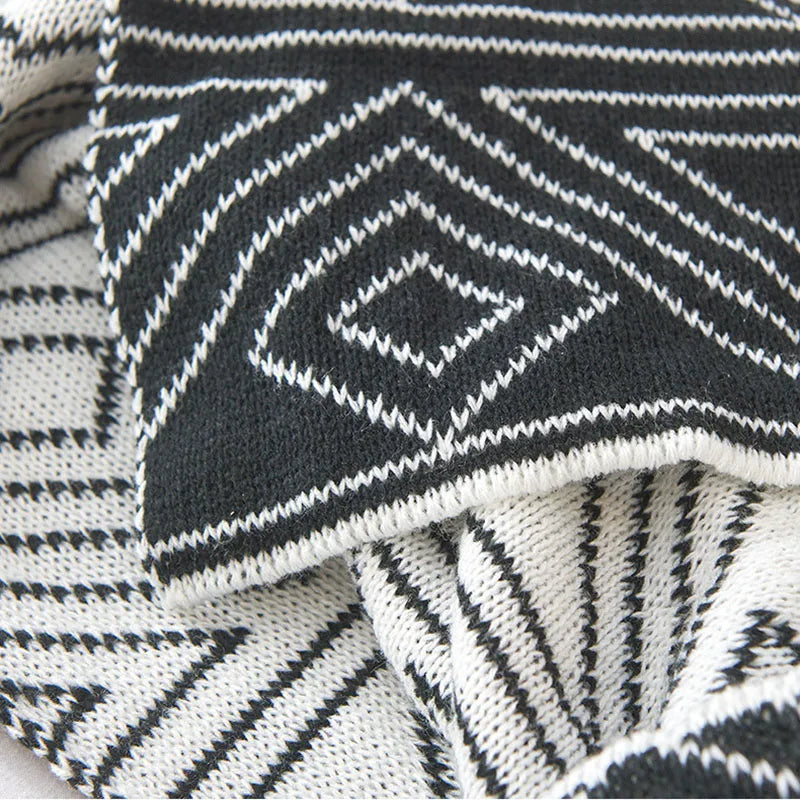 DecorBites™ Grey Knitted Woolen Blanket: Nordic Style, Comfortable & Versatile Summer Sofa Throw