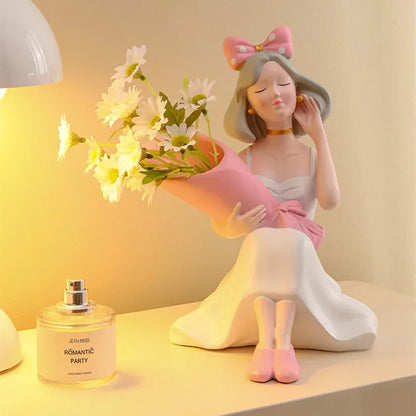 ديكور بايتس™ تماثيل الفتيات، زخارف المزهريات، ديكورات المكاتب، التماثيل الصغيرة، خزائن التلفزيون، الإكسسوارات الزهرية