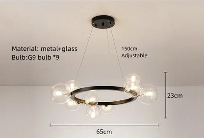 DecorBites™ Glass Chandelier G9 Hanging Light for Living Room Bedroom Decor