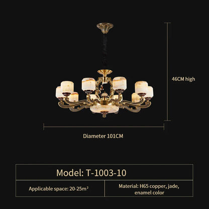 DecorBites™ Jade Zinc Alloy Chandelier for Living Room, Restaurant, Hall - Elegant Chinese Design
