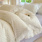 Decobites Floral Lace Ruffle Cotton Bedding Set with Quilt Cover, Duvet Cover, and Pillowcases