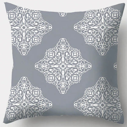 DecorBites™ Grey Geometry Leaves Floral Stripes Plaids Print Lumbar Pillow Case