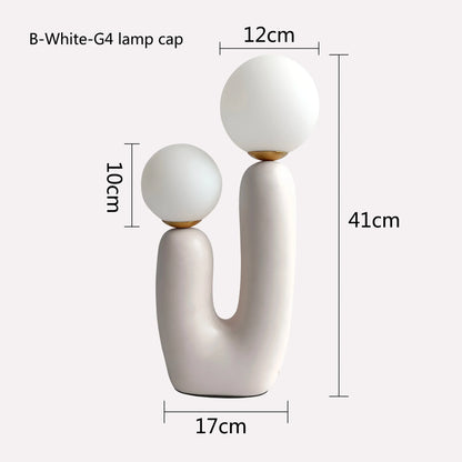 DecorBites™ Double Frosted Glass Ball Table Lamp for Bedroom & Living Room Lighting