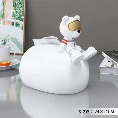 DecorBites™ Bear Statues Tissue Box Table Decor for Home Living Room, Creative Nordic Figurines