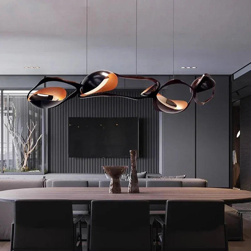 Modern Crystal Linear Pendant Light in Painted Iron