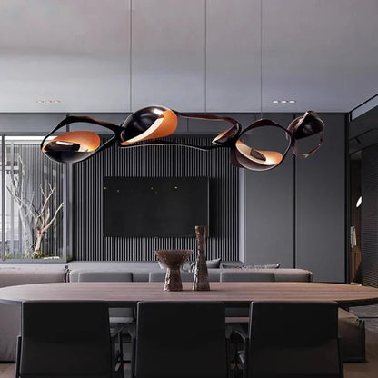 Modern Crystal Linear Pendant Light in Painted Iron