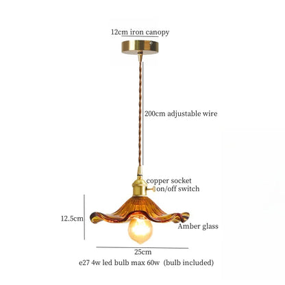 DecorBites™ Brass Glass Lotus Leaf LED Pendant Lamp: Nordic Minimalism for Living, Dining, Bedroom