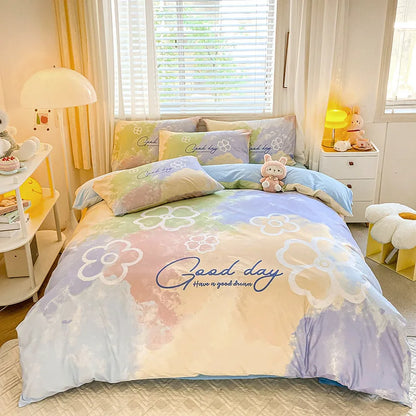 Decobites Flower Single Double Bedding Set Full Size Cotton Duvet Cover High Quality Quilt Cover Set