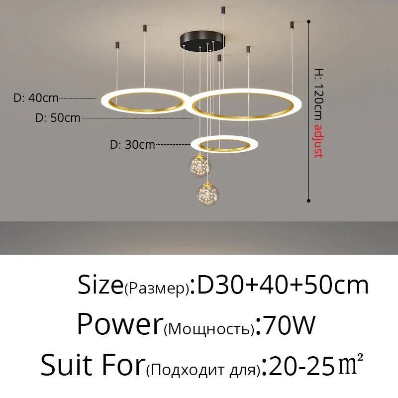 DecorBites™ Circle Ring Pendant Chandelier for Living Room Bedroom Restaurant Ceiling Lighting