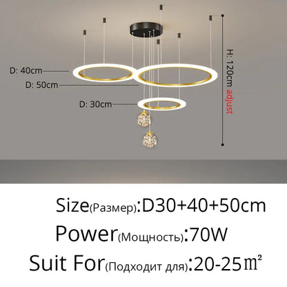 DecorBites™ Circle Ring Pendant Light Chandelier Modern Living Room Bedroom Lamps Ceiling Luminaire